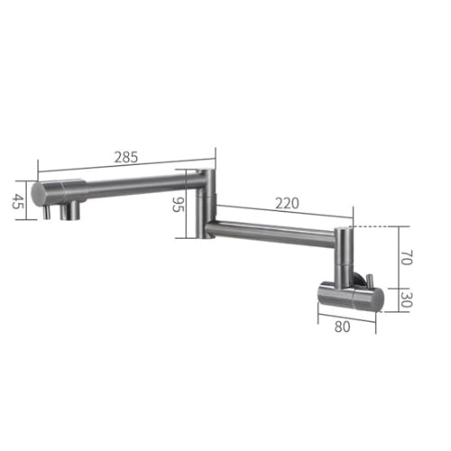 XSDSM Robinet De Remplissage De Casserole Rotatif À 360° Mitigeur Mural Cuisine En Acier Inoxydable Pliable Eau Froide Uniquement Convient Aux Cuisinières Et Éviers,Brossé – vue 2