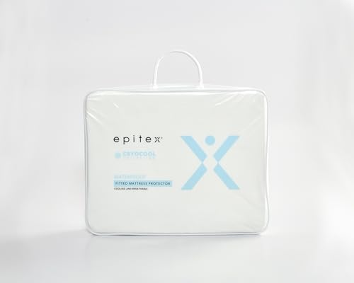 EPITEX Cyrocool Super Single Mattress Protector Waterproof Cooling Fitted Bed Cover Antibacterial & Anti-Mite Dustproof Breathable Bedding Protector (Queen)