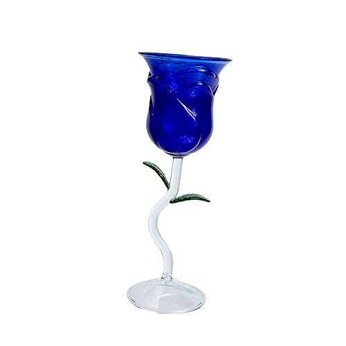 Verre à cocktail en forme de rose bleu transparent pour vos soirées - 2