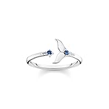 THOMAS SABO Damen Ring Schwanzflosse mit blauen Steinen 925 Sterlingsilber, Geschwärzt TR2386-644-1