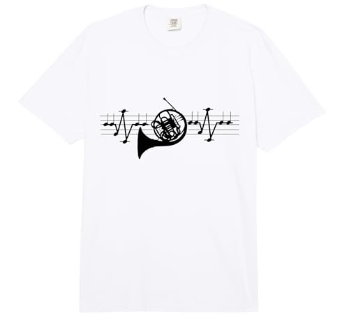 Horn Player French Horn Notes ECG Music Heartbeat Hornist Comfort Colors Adult Heavyweight T-Shirt