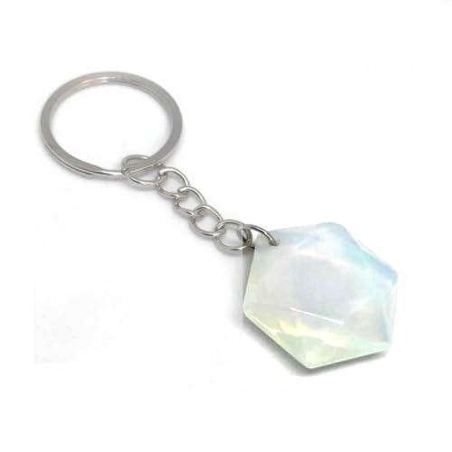 Opalite Crystal David Star Lucky Charm Protection Key Chain Key Ring For Your Car And Home