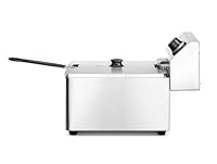 HENDI Fritteuse, Friteuse, Fritöse, einstellbar bis 190°C, Kaltzone, mit Frittierkorb und Deckel, Entnehmbar Becken, Sicherheitsthermometer, 8L, 230V, 3500W, 265x430x(H)345mm, Edelstahl