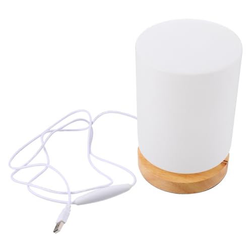 Lámpara de mesa LED BESPORTBLE cilíndrica de madera miniatura 1