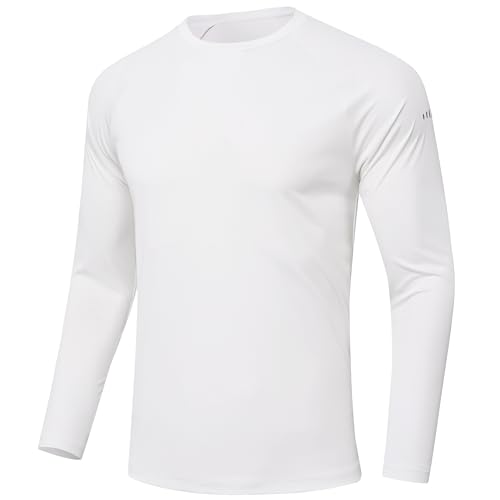 Men's Long Sleeve Rash Guard Swim Shirts UPF 50+ Sun Protection Dry Fit T-Shirt Athletic Tops for Running Hiking Fishing