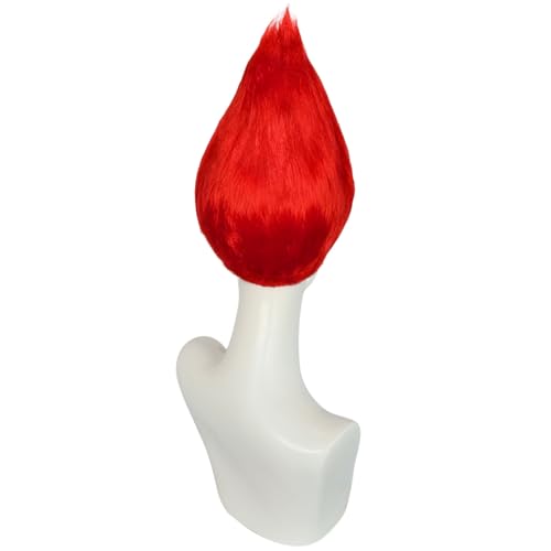 Image of JoneTing Pure Red Wig for Halloween Party Bright Red Cosplay Wig for Anime