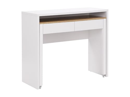 Vente-unique-Scrivania consolle allungabile con 2 cassetti Bianco e le - LOAVIA