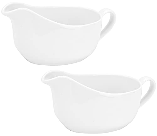 Yesland 2 Pcs 15 Oz Gravy Boat, Ceramic White Easy-Pour Gravy Boat For Dining, Holiday Meals & Parties #TOP16