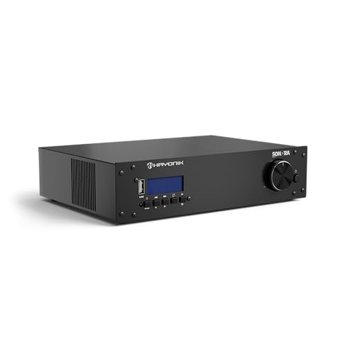 HAYONIK, Amplificador Receiver Classe AB, 60W RMS, Bluetooth 5.0, USB, Rádio FM, Entrada Óptica, Saí