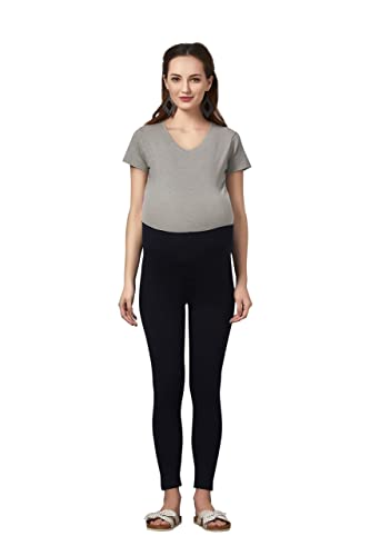 Image of Women's Cotton Lycra Over The Belly Maternity Leggings for Pregnant Women for Pre & Post Pregnancy