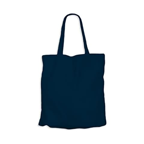 Wonky Line Premium Cotton Tote Bag, Eco-Friendly Shopping Bag, 100% Cotton Canvas, Reusable Grocery Cloth Bag, Extra Strong Long Handle Double Stitched Ideal for Printing (Navy) Cover