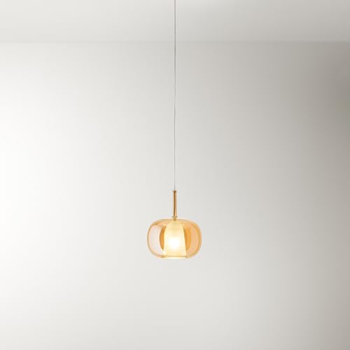 Suspension en verre borosilicate 8248 Perenz ambre pour un salon moderne