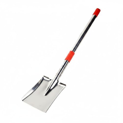 rockible Pala Acero Inoxidable Agarre Rojo Útiles Jardinería Pieza Única Utensilio Exterior, Pala De Acero Inoxidable con Cabeza Cuadrada, Telescópica De 1.3 Metros