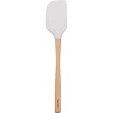 Tovolo Flex-Core Wood Handled Silicone Spatula, Non-Stick, Heat-Resistant, BPA-Free, Dishwasher-Safe With Removable Angled Head