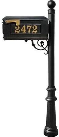 Mailbox Post System with Fluted Base & Ball Finial - Black