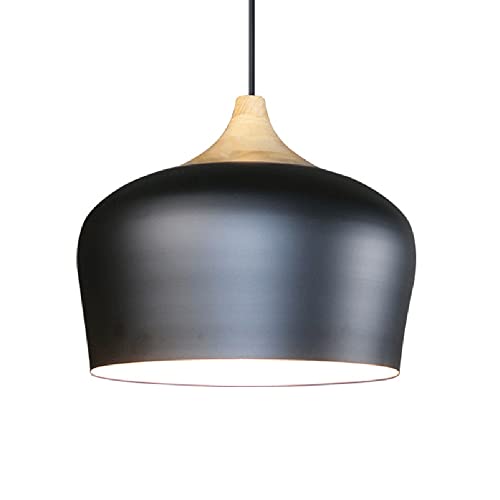 Lustre suspension bois vintage noir luminaire intérieur industriel bohème