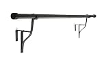 PortePole - Extendable Door Curtain Pole - 70-120cm - No DIY, Easy Fit, Over Door Curtain Bar (Black)