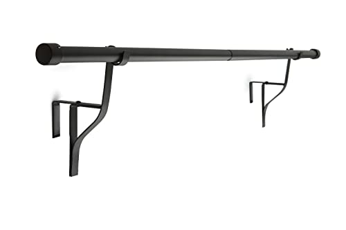 PortePole - Extendable Door Curtain Pole - 70-120cm - No DIY, Easy Fit, Over Door Curtain Bar (Black)