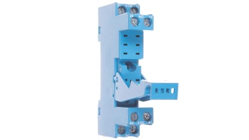 Finder 95.85.3SPA DIN-Rail Screw Terminal (Box Clamp) Socket for 40/44 Series Relay, 5mm Pinning (Blue), Including Clip 095.91.3