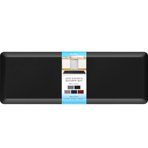 Image of StepRite 4 /5 Inch Thick Kitchen Mat Anti Fatigue Mat Kitchen Rugs Kitchen Decor Non-Slip, Stain & Water Resistant, Kitchen Mats Desk Mat for Kitchen, Office, Workshop, Black, 17'' x 47''