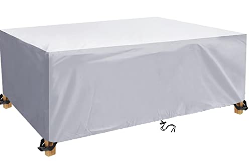 Housse de protection pour table cube en rotin, anti-UV, coupe-vent, durable, résistante aux intempéries, pour jardin, terrasse, 140 x 80 x 95 cm, argenté