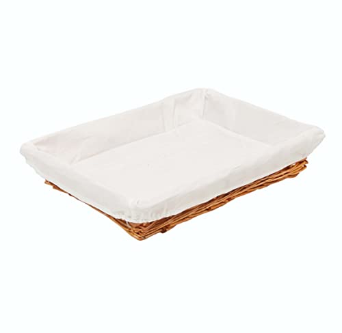 thesecrethome.es - Bandeja de Mimbre con Forro - Cesta sin Asas para Colada - Bandeja Rectangular o Ovalada - Ideal para Organizar la Ropa (Alto. 8 cm x Largo. 45 cm - Natural Rectangular)