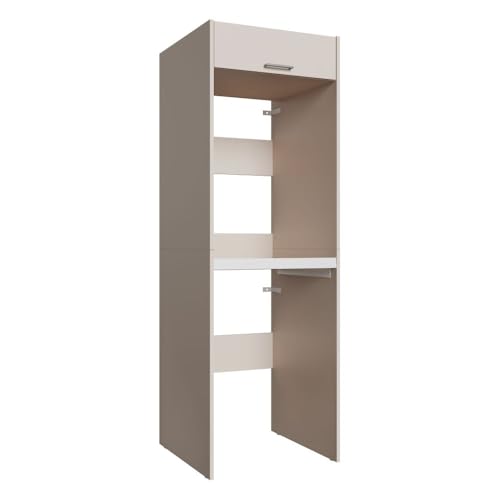 Forte WASHCAB Waschschrank 60 70, moderner Schrank zur Aufbewahrung von Waschmaschine und Trockner, 1 Kippfach, Badezimmer, Kaschmir Beige, 66,8 cm breit x 142,4 cm hoch x 67,5 cm tief