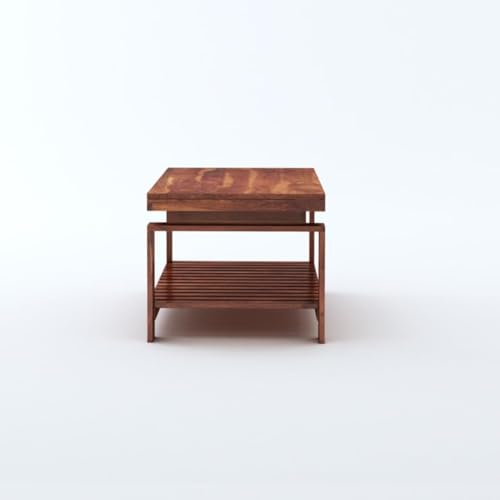 Image of MAMTA DECORATION Solid Sheesham Wood Coffee Table for Living Room | Wooden Center Table with Shelf Storage for Home, Hall, Office & Lounge | Modern Tea Table | Rectangular Coffee Table | Honey Finish