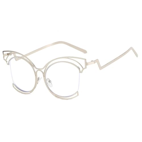 Anti-blue Light Oversize Metal Semi-rimless Cat Eye Frame