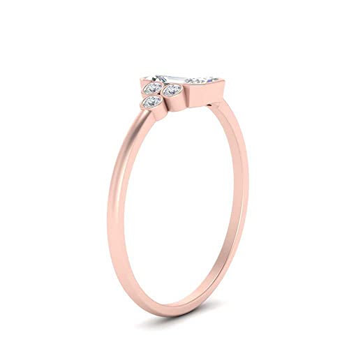 Image of Choose Your Gemstone Bezel Set Petite Diamond CZ Ring Rose Gold Plated Emerald Shape Petite Engagement Rings Everyday Jewelry Wedding Jewelry Handmade Gifts for Wife US Size 4 to 12