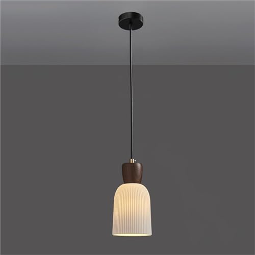 Lampe en céramique mid-century de 16 cm avec socle en chêne pour table
