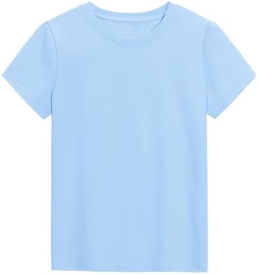 KEREDA Girls Shirts Short Sleeve Soft Cotton T-Shirts Plain Tees Tops Clothes for Kids