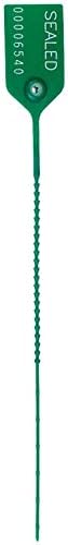 BankSupplies Consecutive Numbering Security Seals Green Pull Tight 18 lb Strength Box of 250