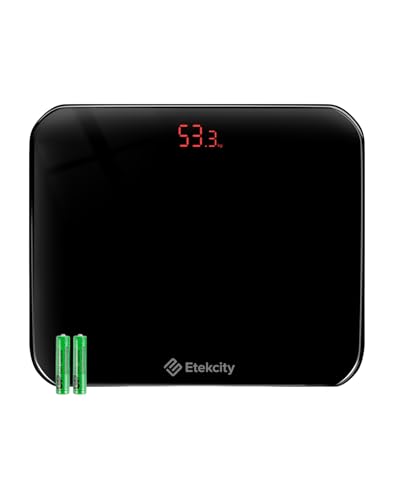 ETEKI 体重計 ヘルスメーター 50g単位 2年間品質保障 たいじゅうけい電源自動ON/OFF 小型 180kgまで対応 強化ガラス コンパクト 電池付属 EB4010J ブラック