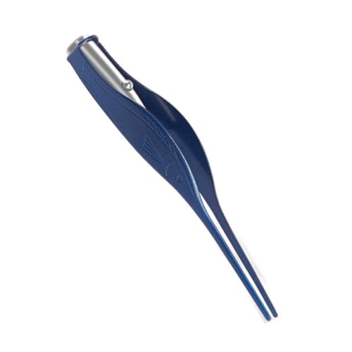 Pince à épiler avec lumière LED en acier inoxydable bleu pour oreilles de précision pour adultes et enfants