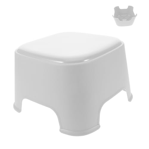 Luxshiny Taburete para Paso Ducha vivero Taburete en Cuclillas para el Inodoro pequeño Mini bajo Taburete de baño para Taburete de guardería taburetes de baño el plastico Blanco