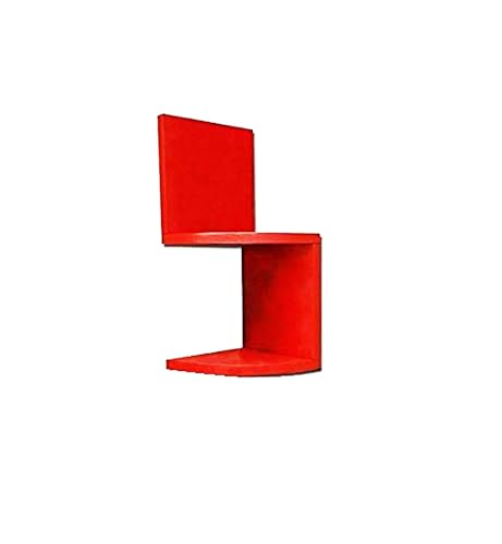 Image of Wall Mount Corner Shelves with Two Tiers for Wall Decoration and Storage Organiser Rack for Living Room, Bedroom, and Office Decor - Made of Wood (red)