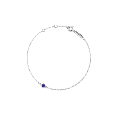 PERIMADE Dainty Silver Evil Eye Bracelet for Women, Gold Plated Adjustable Lucky Amulet Chain Bracelet, Sold 925 Sterling Silver Hypoallergenic Enamel Eye Charm Bracelet Protection Jewelry