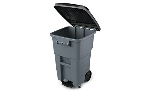 Rubbermaid (Step On, 32G, Gray) - Commercial Products BRUTE Rollout Step On Trash/Garbage Can, 121.1l, Grey (1971944)