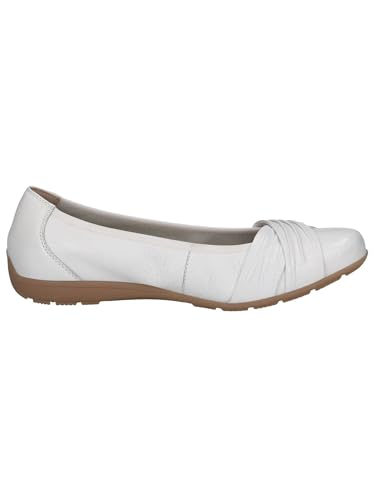 CAPRICE Damen Ballerinas aus Leder Bequem, Weiß (White Deer), 42 EU – Ansicht 3