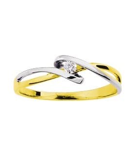 Bague Solitaire Diamant Bicolore Or Blanc 9 carats Catalina bague femme taille 47