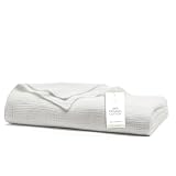 BOLL & BRANCH Dream Bed Blanket - King/Cal King, White - Luxury 100% Organic Cotton - Soft, Lightweight and Breathable - Cloud-Like Touch
