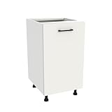 Laclar Capri Unterschrank 48,5x45x82 cm – moderner Küchenschrank | Front Weiß Matt, Korpus Weiß | Soft-Close, modulares System, Designküche, pflegleicht, leise Scharniere