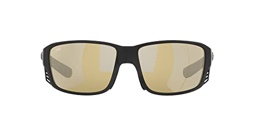 Image of Costa Man Sunglasses Matte Black Frame, Blue Mirror Lenses, 60MM