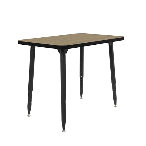 Image of Adapte Commercial Classroom Activity Table - 24 inch x 36 inch Rectangle, ADA Compliant Tapered Legs with Glides & Casters, Adjustable Height 22-34 inch Wheelchair Accessible, School & Office Furniture