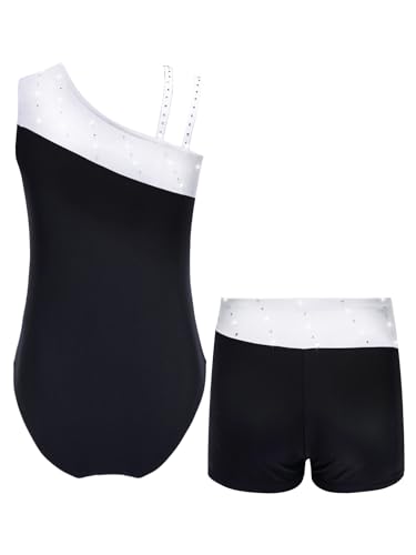 Kids Girls Glitter Rhinestone Ballet Dance Outfits Gymnastics Leotard Set Tracksuit Jumpsuit2