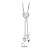 Anti-Lost Necklace, Sterling Silver Heart Pendant Earphone Holder Chain, Bling CZ Inlaid Wireless Earbud Lanyard for Women, Fashion Jewelry Gift for 1/2/3/Pro(Heart-Shaped Pendant Style)