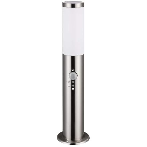 MONZANA® Dahlia Outdoor Garden Bollard Light with Motion Sensor 50cm - Stainless Steel PIR Pathway Light, E27, IP44 Weatherproof Security Lamp - Silver