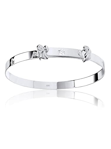 Image of 'ALWAYS WATCHING OVER YOU' 4MM Wide Guardian Angel Expanding / Expandable / Adjustable Bangle Bracelet for Baby/Child/Children/Girl - 925 Sterling Silver - Size: BABY (Medium)