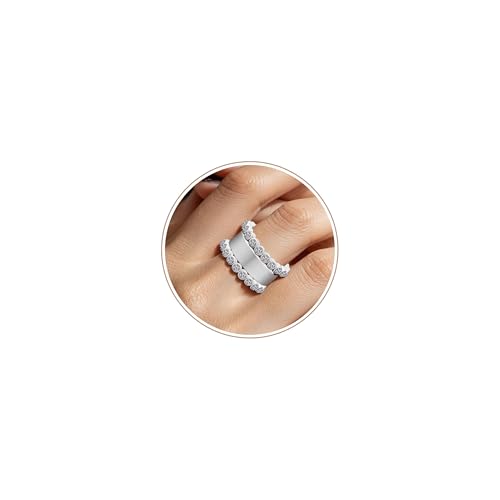 KYROVIA 3-Pack Stacking Rings for Oura Ring Gen 4/Oura Ring Gen 3 14K Gold Silver Plated Stackable Band Rings Cubic Zirconia Simulated Diamond Stack Statement Rings for Women Size 7-9 (Silver-Cz-9)